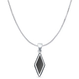 Diamond Shape Black Onyx Oxidized Pendant Necklace