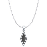 Diamond Shape Black Onyx Oxidized Pendant Necklace