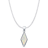 Diamond Shape Lab Opal Oxidized Pendant Necklace