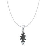 Diamond Shape Black Onyx Oxidized Pendant Necklace