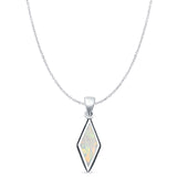 Diamond Shape Lab Opal Oxidized Pendant Necklace