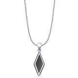 Diamond Shape Black Onyx Oxidized Pendant Rope Chain Necklace 925 Sterling Silver