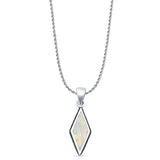 Diamond Shape Lab Opal Oxidized Pendant Necklace
