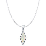 Diamond Shape Lab Opal Oxidized Pendant Necklace