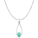 Oval Turquoise Drop Dangle Pendant Oxidized Box Chain Necklace 925 Sterling Silver