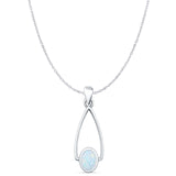 Oval Lab Created White Opal Drop Dangle Pendant Oxidized Cable Chain Necklace 925 Sterling Silver