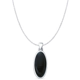 Oval Black Onyx Solitaire Pendant Oxidized Cable Chain Necklace 925 Sterling Silver