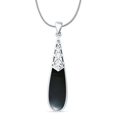 Oxidized Pear Dangle Drop Pendant 