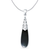 Oxidized Pear Dangle Drop Pendant 
