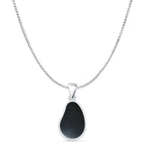 Pear Black Onyx Solitaire Pendant Box Chain Necklace 925 Sterling Silver