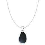 Pear Black Onyx Solitaire Pendant Cable Chain Necklace 925 Sterling Silver