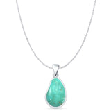 Pear Turquoise Solitaire Pendant Cable Chain Necklace 925 Sterling Silver