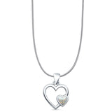 Heart Lab Created White Opal Oxidized Promise Filigree Pendant Snake Chain Necklace 925 Sterling Silver