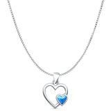 Heart Lab Created Blue Opal Oxidized Promise Filigree Pendant Box Chain Necklace 925 Sterling Silver
