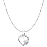 Heart Lab Created White Opal Oxidized Promise Filigree Pendant Box Chain Necklace 925 Sterling Silver