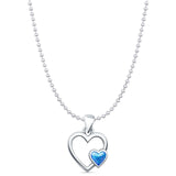 Heart Lab Created Blue Opal Oxidized Promise Filigree Pendant Bead Chain Necklace 925 Sterling Silver