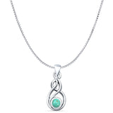 Round Turquoise Oxidized Celtic Style Pendant Box Chain Necklace 925 Sterling Silver