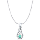 Round Turquoise Oxidized Celtic Style Pendant Bead Chain Necklace 925 Sterling Silver
