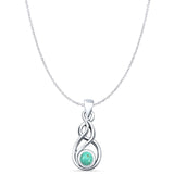 Round Turquoise Oxidized Celtic Style Pendant Cable Chain Necklace 925 Sterling Silver