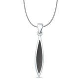 Marquise Black Onyx Oxidized Oblong Pendant Snake Chain Necklace 925 Sterling Silver