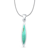 Marquise Turquoise Oxidized Oblong Pendant Snake Chain Necklace 925 Sterling Silver