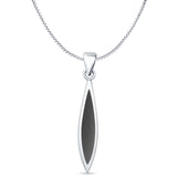 Marquise Black Onyx Oxidized Oblong Pendant Box Chain Necklace 925 Sterling Silver
