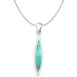 Marquise Turquoise Oxidized Oblong Pendant Box Chain Necklace 925 Sterling Silver
