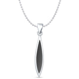 Marquise Black Onyx Oxidized Oblong Pendant Bead Chain Necklace 925 Sterling Silver
