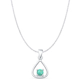 Round Turquoise Oxidized Teardrop Pendant Cable Chain Necklace 925 Sterling Silver