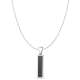 Rectangle Black Onyx Oxidized Solitaire Pendant Cable Chain Necklace 925 Sterling Silver