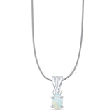 Oval Lab Opal Pendant Necklace