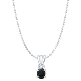 Petite Oval Black Onyx Pendant Oxidized Bead Chain Necklace 925 Sterling Silver
