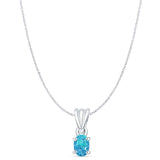 Oval Lab Opal Pendant Necklace