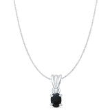 Petite Oval Black Onyx Pendant Oxidized Cable Chain Necklace 925 Sterling Silver