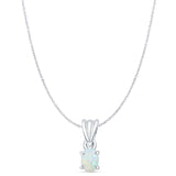 Oval Lab Opal Pendant Necklace