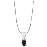 Petite Oval Black Onyx Pendant Oxidized Rope Chain Necklace 925 Sterling Silver