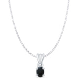 Petite Oval Black Onyx Pendant Oxidized Rolo Chain Necklace 925 Sterling Silver