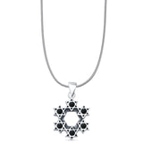 Round Black Onyx Stars Pendant Snake Chain Necklace Oxidized 925 Sterling Silver