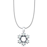 Round Lab Created White Opal Stars Pendant Snake Chain Necklace Oxidized 925 Sterling Silver