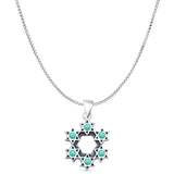 Round Turquoise Stars Pendant Box Chain Necklace Oxidized 925 Sterling Silver