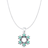 Round Turquoise Stars Pendant Cable Chain Necklace Oxidized 925 Sterling Silver