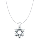 Round Lab Created White Opal Stars Pendant Cable Chain Necklace Oxidized 925 Sterling Silver