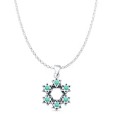 Round Turquoise Stars Pendant Rolo Chain Necklace Oxidized 925 Sterling Silver