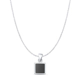 Black Onyx Square Pendant Cable Chain Necklace 925 Sterling Silver