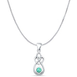 Round Turquoise Twisted Heart Pendant Box Chain Necklace Oxidized 925 Sterling Silver