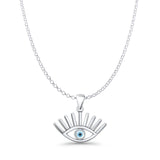 Evil Eye Pendant Rolo Chain Necklace 925 Sterling Silver