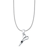 Black Onyx Scissors Pendant Snake Chain Necklace 925 Sterling Silver