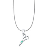 Turquoise Scissors Pendant Snake Chain Necklace 925 Sterling Silver