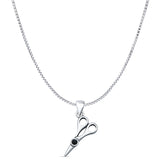 Black Onyx Scissors Pendant Box Chain Necklace 925 Sterling Silver