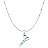 Turquoise Scissors Pendant Box Chain Necklace 925 Sterling Silver
